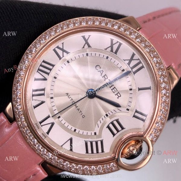 Cartier Ballon Bleu Lady 33mm Rose Gold Silver Dial Watch Swiss Grade 1