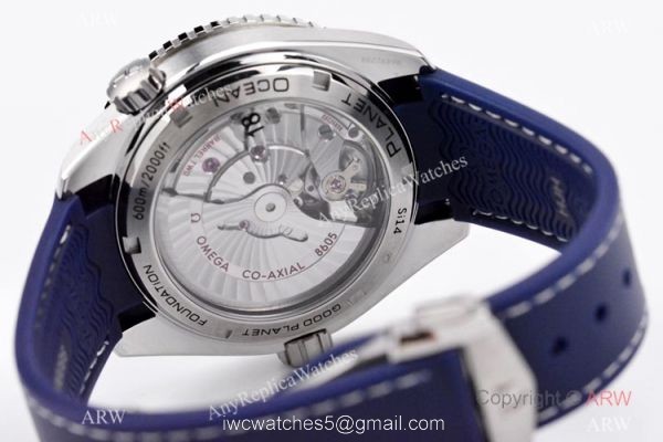 Swiss Copy Omega Seamaster Planet Ocean 600m Co-Axial GMT VSF 8605 Watch Blue Rubber Strap