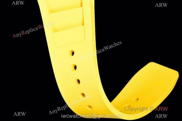 KV Factory Richard Mille RM-011 Yellow Storm Flyback Chronograph Watch Carbon NTPT Yellow Rubber Strap