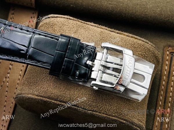 (PF Factory) Swiss Replica Patek Philippe Nautilus Moonphase Watch Black Dial Black Leather Strap