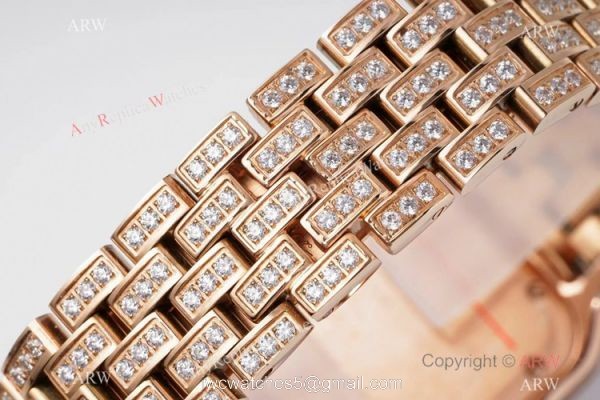 AC Factory Swiss Copy Panthere De Cartier Watch 27mm Rose Gold Full Diamonds