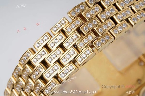AC Factory Swiss Copy Panthere De Cartier Watch 27mm Yellow Gold Diamond