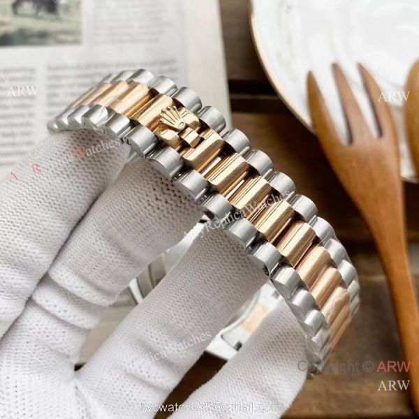 Replica Rolex Day Date 40mm Watches Two Tone Rose Gold New Dial