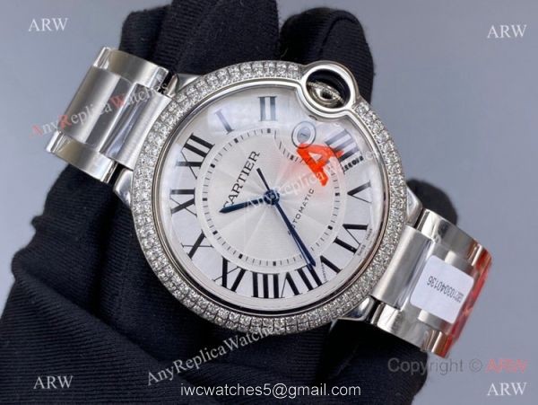 V6 Factory Swiss Copy Cartier Ballon Bleu 42MM Diamond Bezel Watch Automatic Movement