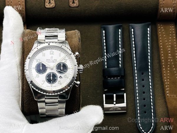 2021 New! Swiss Replica Breitling Navitimer 08 Watch White Chronograph Dial Swiss 7750