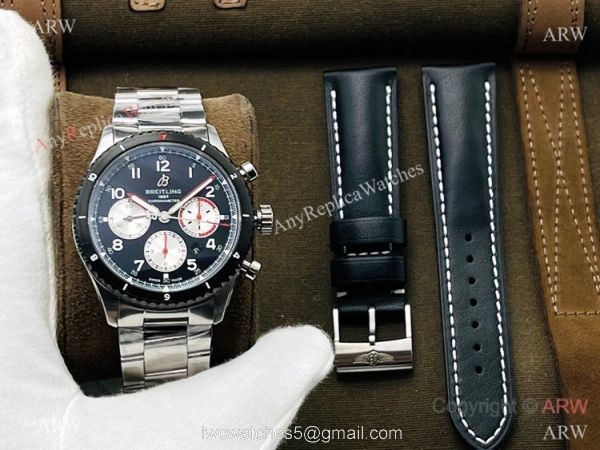 2021 New! Swiss Replica Breitling Navitimer 08 Stainless Steel Black Bezel Watch