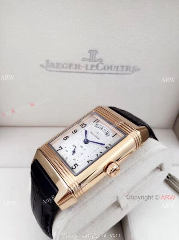 Clone Jaeger LeCoultre Grande Reverso Duo Men Watch Rose Gold with Date