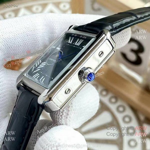 Replica Cartier Tank Moonphase Watches Leather Strap