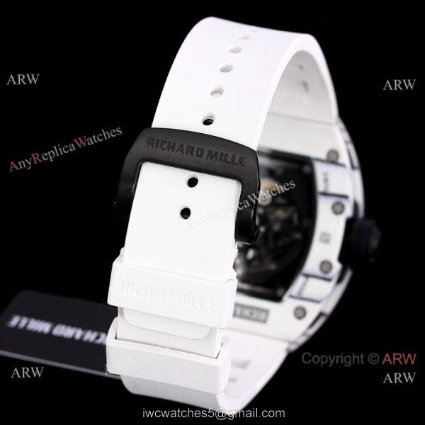 Best Copy Richard Mille RM 030 White Rush Limit Edition Watch Black Rubber Band