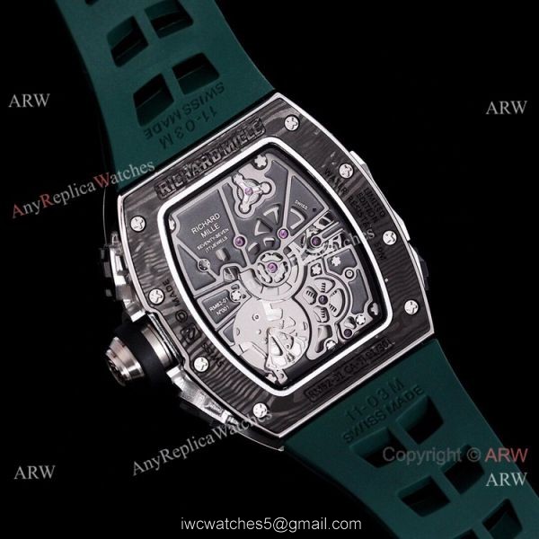 Best RM 62-01 Richard Mille Tourbillon Vibrating Alarm ACJ Green Rubber Band Watch Replica