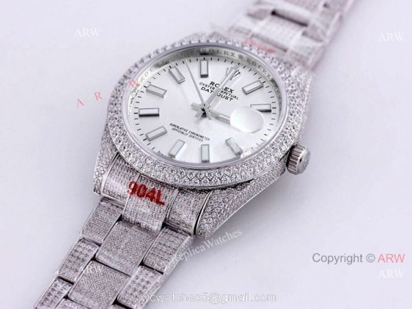 Diamond Rolex Datejust 41 Silver Dial For Mens Watch Best Replica