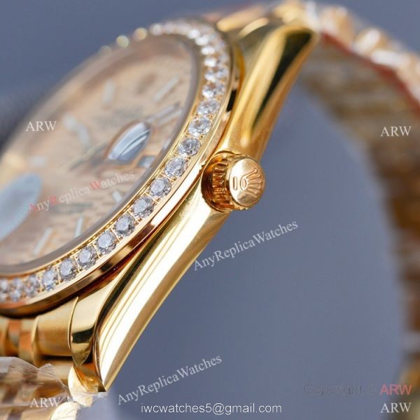 Swiss Quality Copy Rolex Datejust 41mm Watch All Gold Diamond Bezel Motif Dial