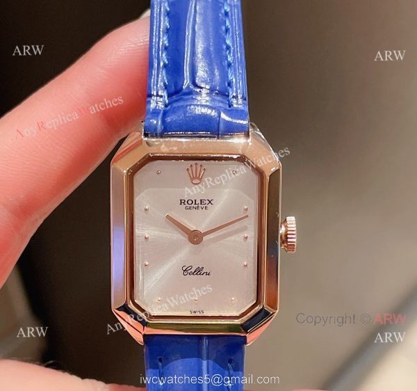 Fake Rolex Cellini Lady Dark Green Dial Rose Gold Case 24mm Watch