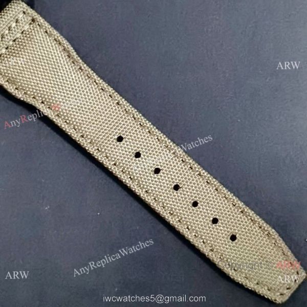 New Clone IWC Pilots Quartz Green fabric Leather Strap Watch