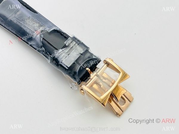 Swiss Grade 1 Clone Vacheron Constantin Patrimony Power reserve TWS Cal.1420 Rose Gold Black Watch