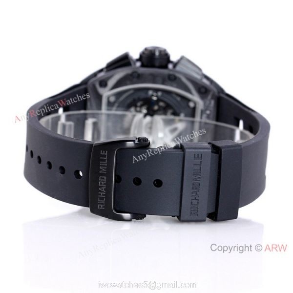 All Black Richard Mille Rm011-Fm Carbon Fiber Watch Black Rubber Band Best Replica