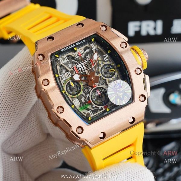 Best Richard Mille RM11-03 Felipe Massa Flyback Chronograph Dial Rose Gold Replica Watches