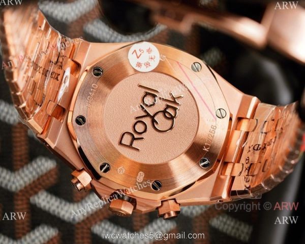 Knockoff Audemars Piguet Royal Oak Rose Gold Chronograph White Dial Watches 42mm