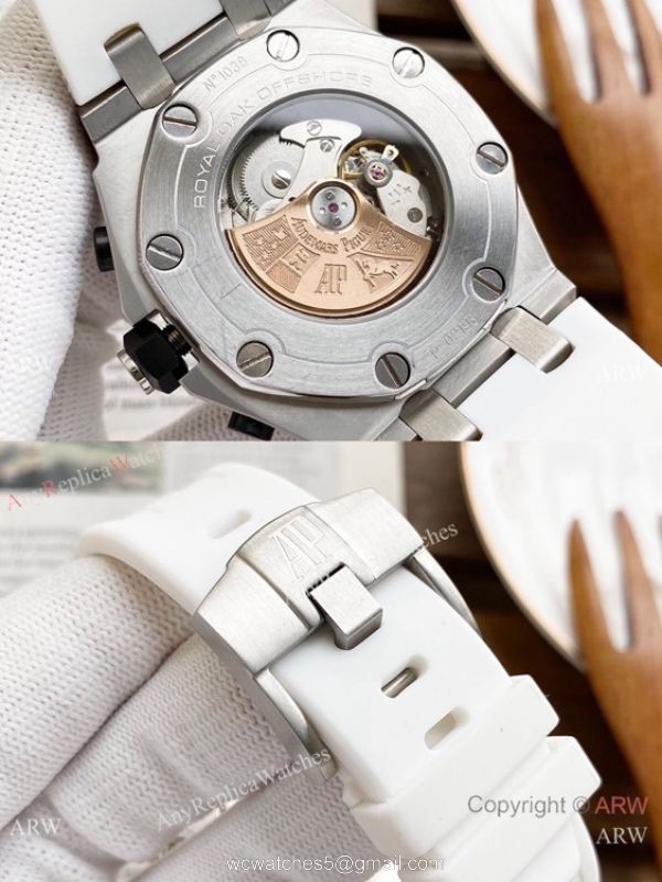 Knockoff Audemars Piguet Royal Oak Offshore 26470 Watches SS White Rubber Strap Automatic