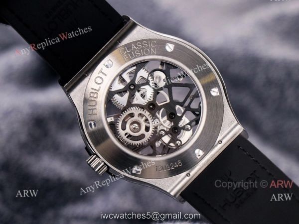 Silver Hublot Skeleton Tourbillon Clone Watch Hublot Classic Fusion 42mm Watch