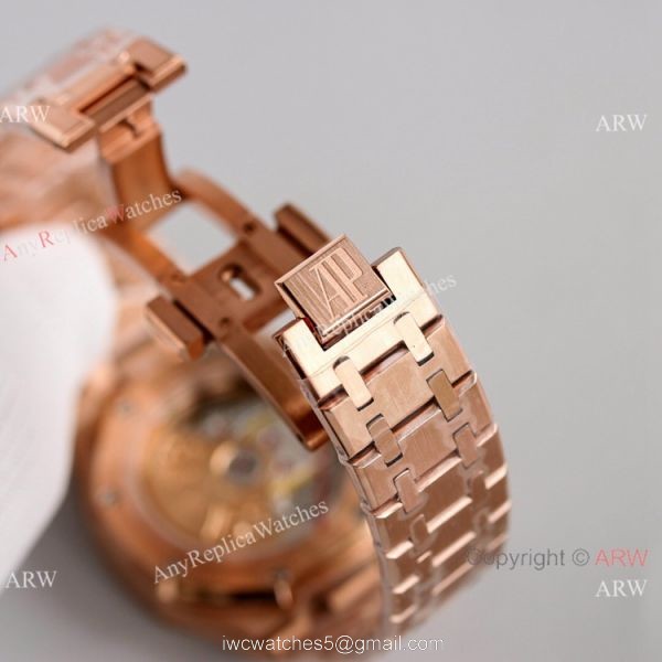 JH Factory Copy Audemars Piguet Royal Oak Women 37mm Cal.3120 Watch Rose Gold Blue Dial