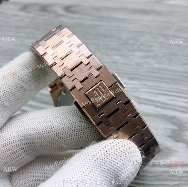 Japan Grade Copy Audemars Piguet Royal Oak Watches Rose Gold Gray Dial 44mm