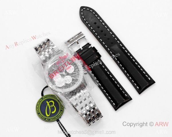 GF V2 Swiss Replica Breitling Navitimer B01 Chronograph Watches Black Dial New Style Band