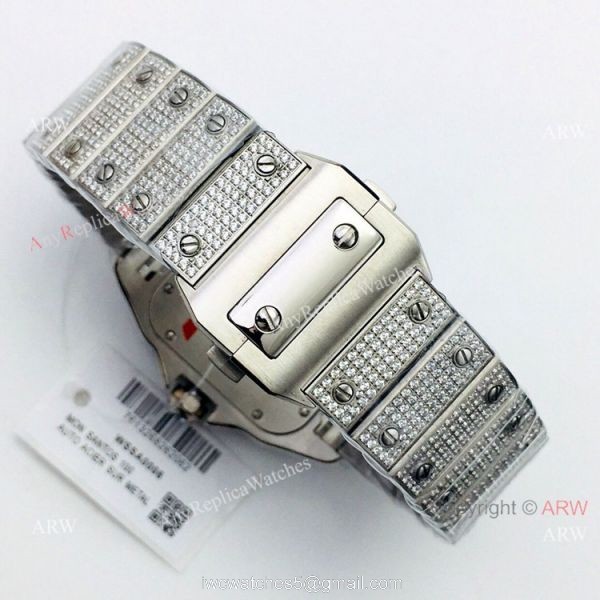 Best Copy Iced Out Cartier Santos Watch Automatic Cartier Santos 100 Diamond Watch