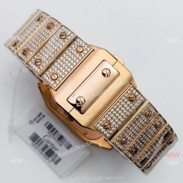 Best Copy Cartier Santos 100 Diamond Watch White Dial With Roman Markers