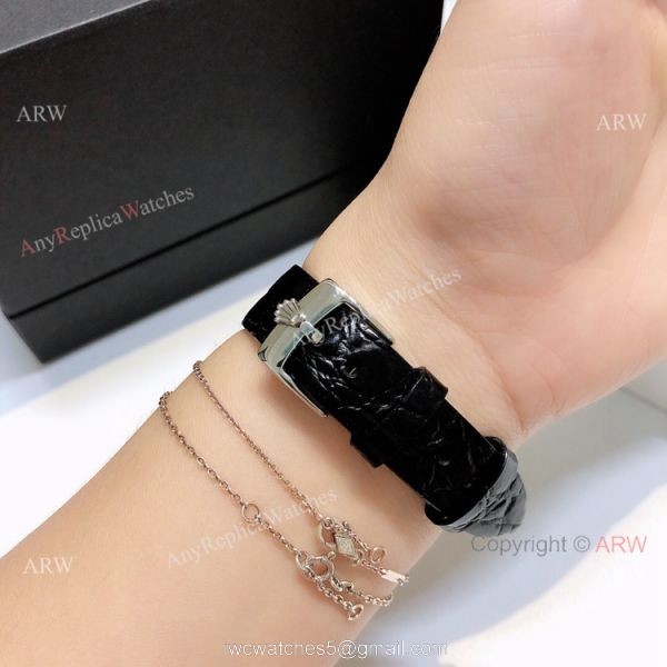 Diamond Rolex Cellini Ladies Leather Strap Yellow Gold Watch Replica