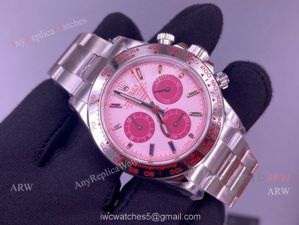 Best Noob Rolex Daytona Pink Dial Stainless Steel Watch 4130 Replica