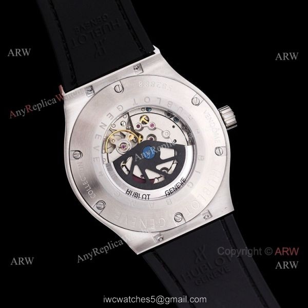 Mens Hublot Classic Fusion 42mm Black Dial Black Leather Strap Watch Replica