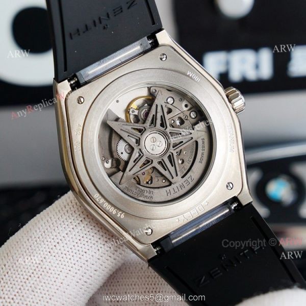 Best Zenith Defy Classic Skeleton Dial Black Rubber Strap 41mm High Copy Watch Swiss Grade