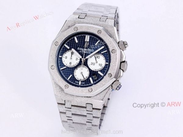 New Audemars Piguet Royal Oak Frosted Gold Chronograph Watch 41mm Black Dial Stainless Steel Bracelet Replica