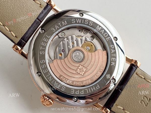 Swiss Replica Patek Philippe Calatrava Classic Watch Blue Face Brown Leather Strap For Men