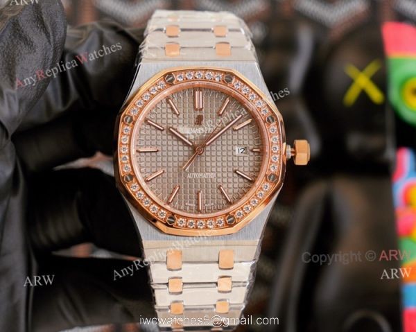 High Quality Replica Audemars Piguet Royal Oak 41mm Blue Face Rose Gold Watch With Diamonds