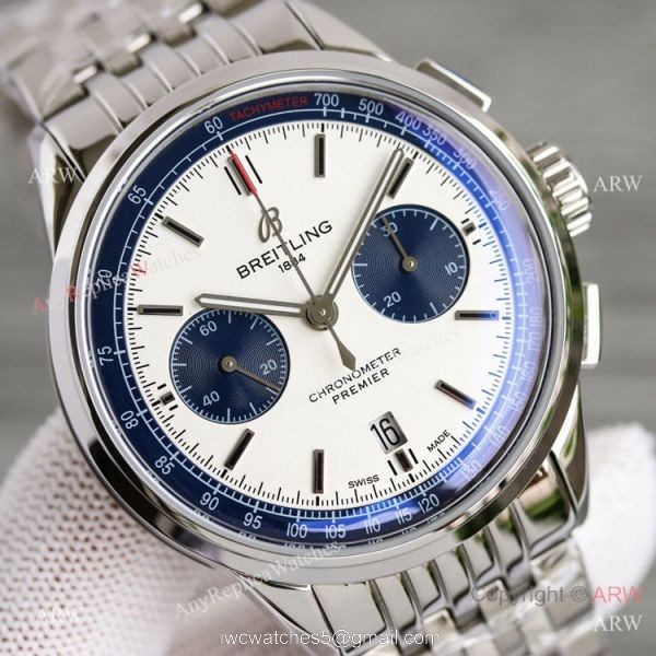 Swiss Breitling Premier BLS A7750 Blue White Dial Watch AAA Replica