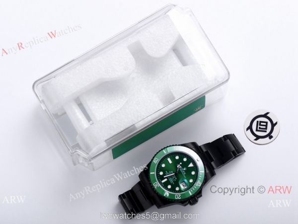 V9 Factory 1:1 Rolex Blaken Hulk Submariner Watch Cal.2824 Green Dial PVD Black Case