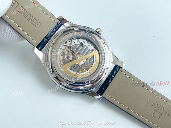 Copy Omega Constellation Green Dial Stainless Steel Brown Leather Strap Men Watch