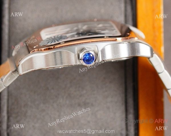 New Two Tone Rose Gold Santos de Cartier Skeleton watch WHSA0016