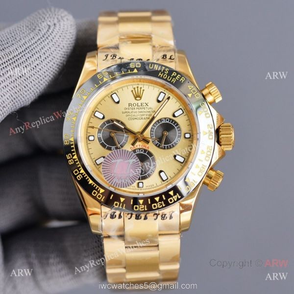 New 2021! Swiss Replica Rolex Daytona 40 Watch Yellow Gold Case