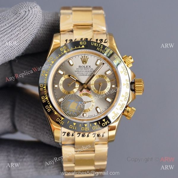 New 2021! Swiss Replica Rolex Daytona 40 Watch Yellow Gold and Gray Dial