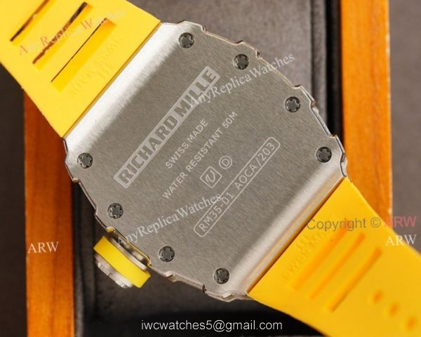 (RM Factory) Clone Richard Mille RM035-01 Orange Rubber Strap Knockoff Watch With Diamonds