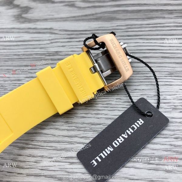 Swiss Quality Richard Mille RM35-01 Rafael Nadal Watch Rose Gold Diamond Yellow Rubber Strap