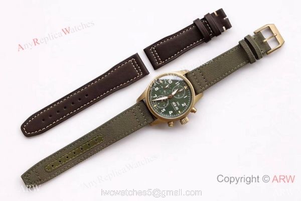 ZF Factory IWC Pilots 7750 Chronograph Spitfire Bronze Military Green Watch