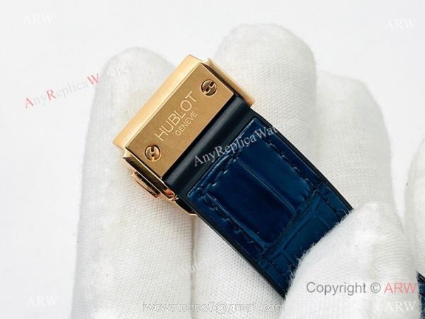 HB V3 version Hublot Classic Fusion Watch Iced Out Rose Gold Blue Dial Super Clone