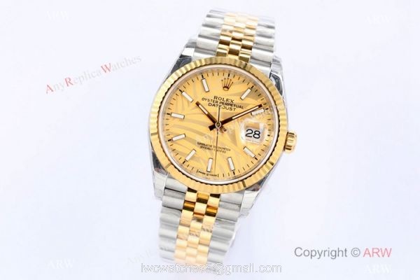 (EW)2021 New Rolex Datejust 36 Gold Palm Face Jubilee Strap Watch Swiss 3235 Movement