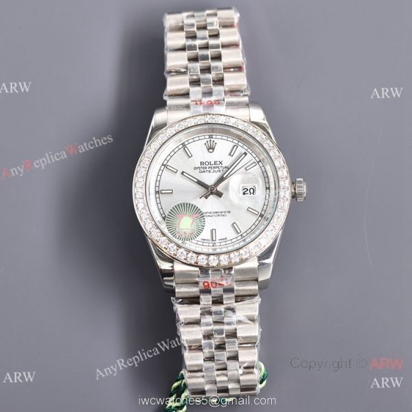 Swiss Quality Copy Rolex Datejust 41 904L Stainless Steel Watch Bright blueDiamonds