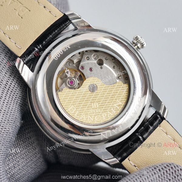 Replica Blancpain Villeret White Dial Leather Strap 40MM Watch With Roman Markers