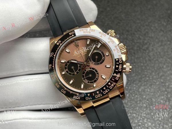 Noob Factory 4130 Rolex Daytona Chocolate Dial Rose Gold Watch Super Clone 1:1